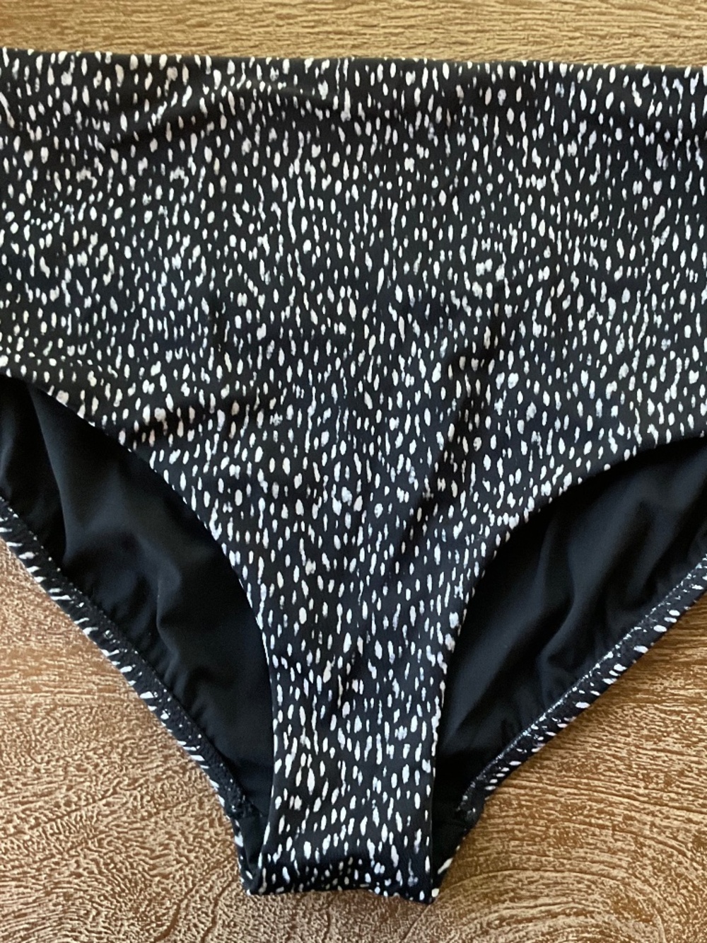 Athleta Black and White High-Waisted Bikini Bottom Sz Small